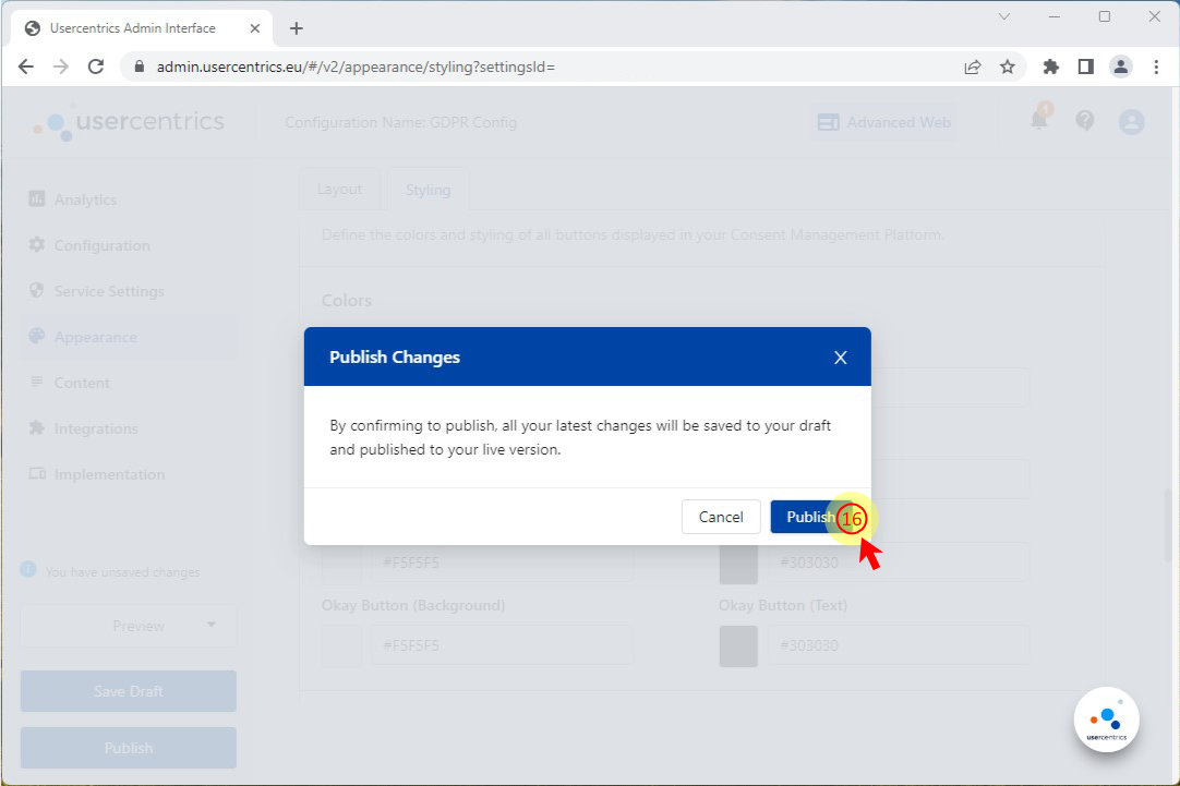 Publish bestätigen